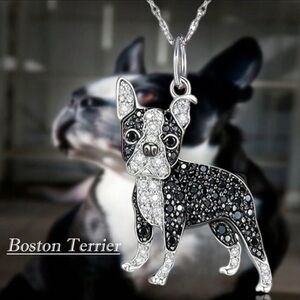 Boston Terrier Rhinestone Necklace